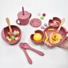 BPA-Free Baby Feeding Set, 9-Piece Crab-Shaped Set with Non-Slip Plate, Suction Bowl, Training Cup with Lid and Straw, Bib, Spoon and Fork (Brick Red) view 3
