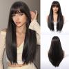Esmee Long Straight Brown Wig with Bangs for Women, 26 in view 1