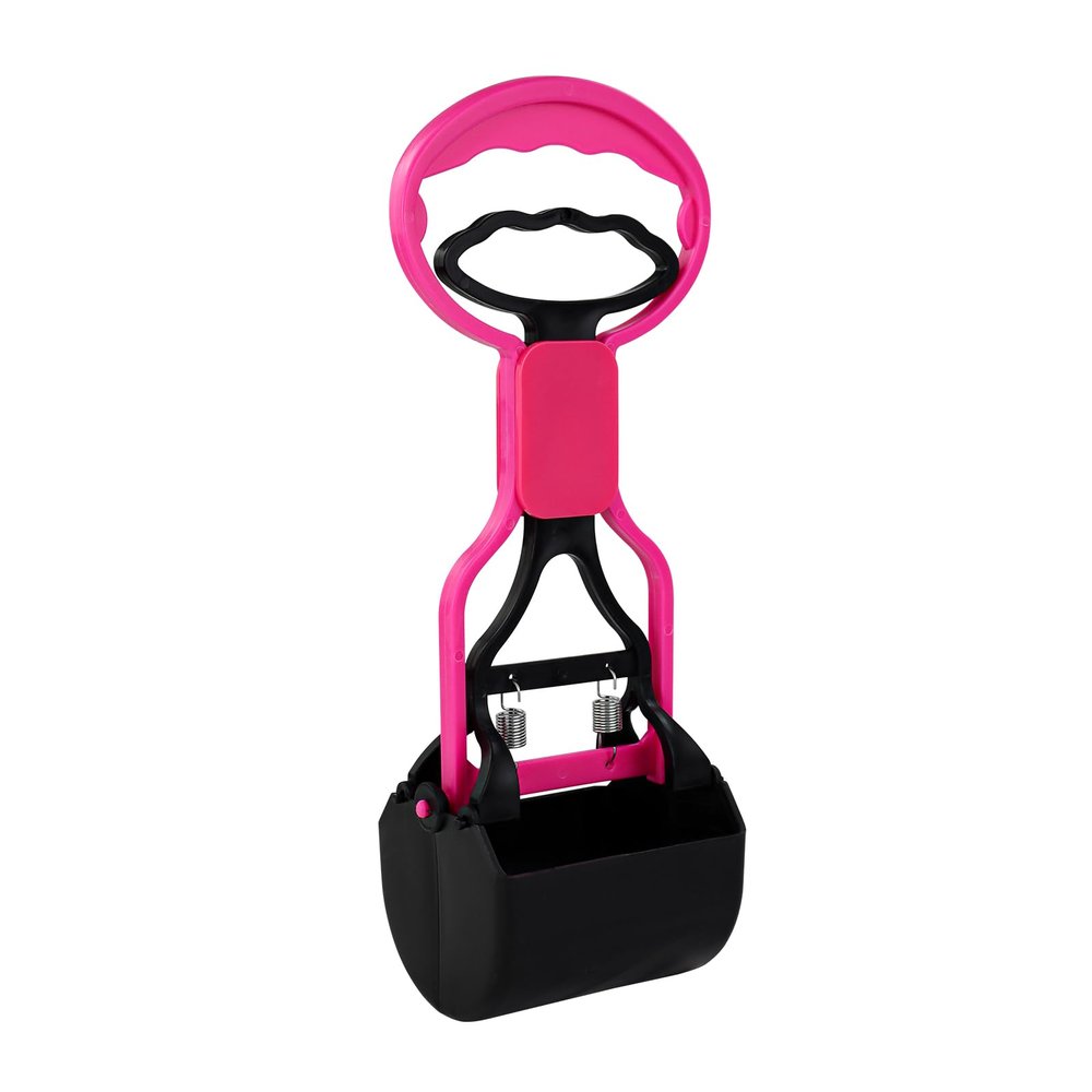 Andiker Pooper Scooper for Pets, Portable Dog Waste Scoop with Bag Attachment, High-Elasticity Spring, Pink