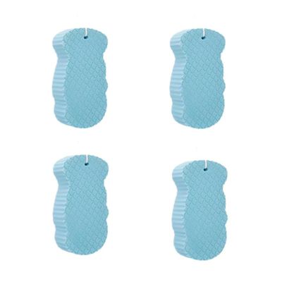 Super-Soft Exfoliating Shower Sponge, 3D Cleansing Sponge, Skin-Friendly, Reusable, Blue (4-Pack)