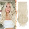 BARSDAR 50 cm Wavy Clip-In Hair Extensions, 5-Piece Set, Platinum Blonde Blend view 1