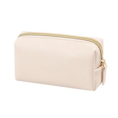 Women's Waterproof PU Leather Makeup Bag, Beige, Small