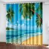 Beydodo Blackout Curtains for Kids' Room, Opaque Grommet Curtains, 2-Piece Set, Sea Beach Coconut Palms, 214 x 183 cm view 1