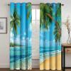 Beydodo Blackout Curtains for Kids' Room, Opaque Grommet Curtains, 2-Piece Set, Sea Beach Coconut Palms, 214 x 183 cm view 2