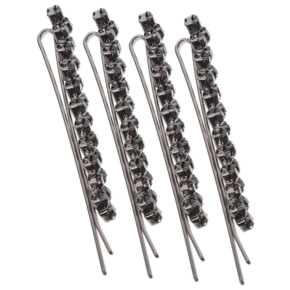 FRCOLOR Black Rhinestone Hairpins, 2 Pairs