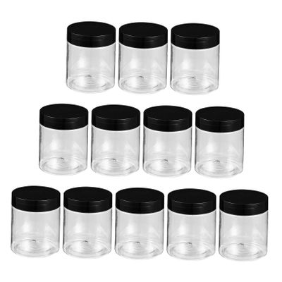 12-Pack 140 ml Black PET Plastic Cosmetic Jars