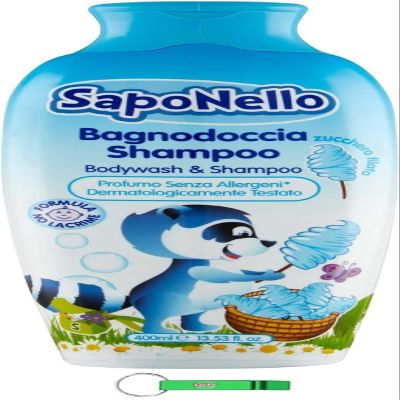 8-Pack Paglieri SapoNello Cotton Candy Body Wash & Shampoo, Tear-Free Formula, 400 mL + Free Beni Culinari Keychain