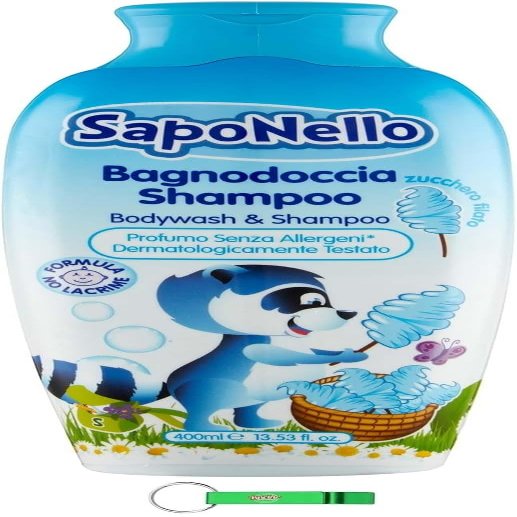 8-Pack Paglieri SapoNello Cotton Candy Body Wash & Shampoo, Tear-Free Formula, 400 mL + Free Beni Culinari Keychain