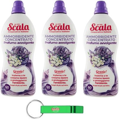 3x Scala Concentrated Fabric Softener, Lavender & Lily of the Valley, 60 Washes, Dermatologically Tested, 1,500 ml + Free Beni Culinari Keychain