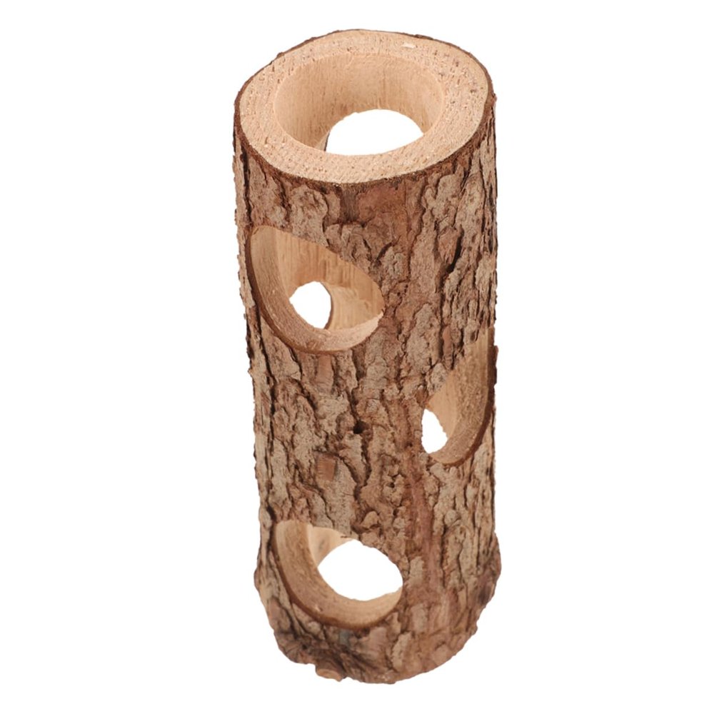 Wooden Hamster Tunnel for Small Animals, Chew Toy, Coffee