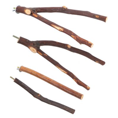 HOMOBABE 4-Piece Natural Wood Parrot Perch