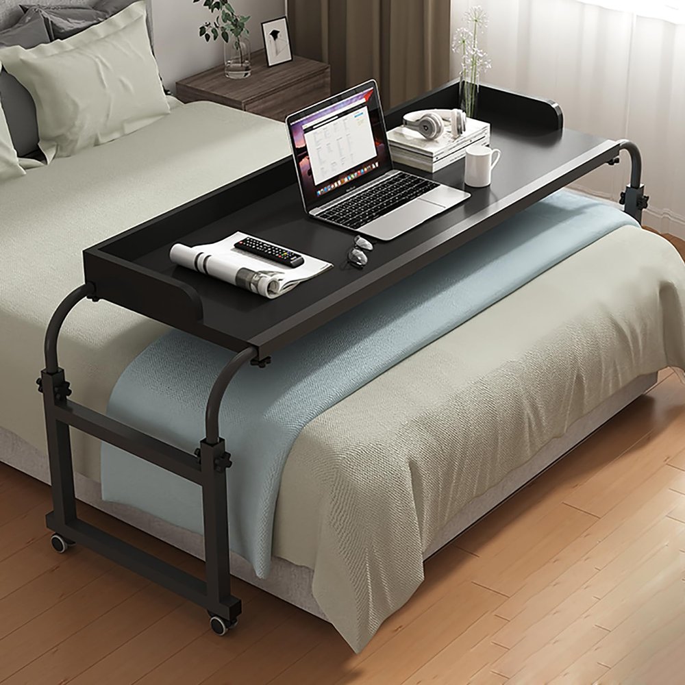 Height-Adjustable Overbed Table with Wheels