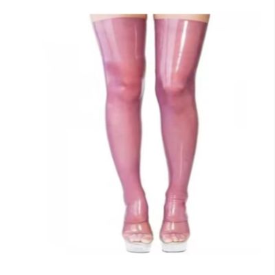 GAYLOP Latex Tights, Women's Long Rubber Stockings, Red, XS