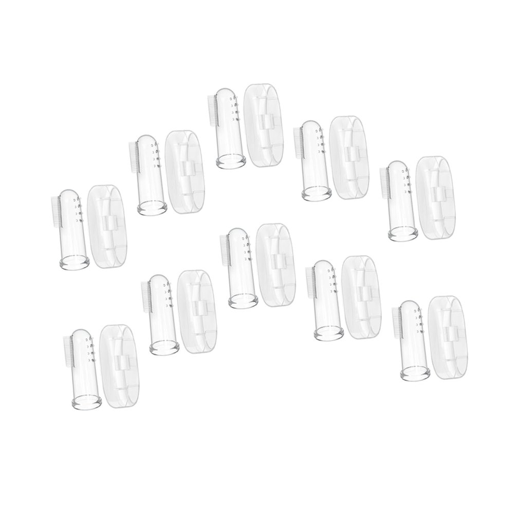 PACKOVE 20-Piece Silicone Finger Toothbrush Set with Storage Boxes for Babies and Toddlers
