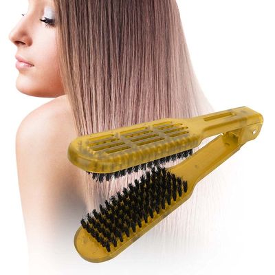 Hair Straightening Comb, Plywood Straightening Comb, Antistatic Styling Tool, Violet/Purple (YELLOW)