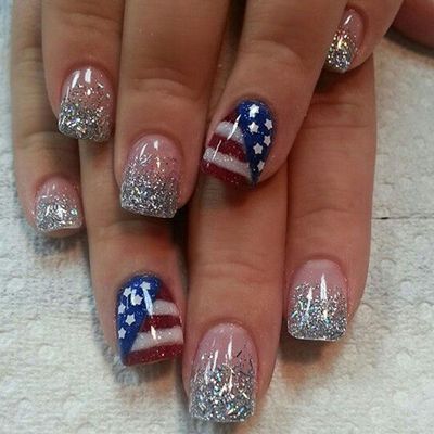24-Piece 4th of July Square Press-On Nails
