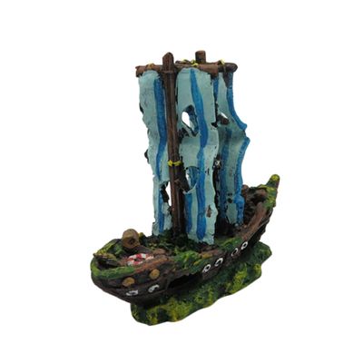 SEWOART Resin Sailboat Aquarium Ornament