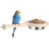 Wooden Bird Perch with Stainless Steel Feeder Cup view 1
