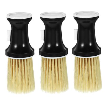 3-Piece Brown Barber Neck Duster Brush Set, ABS and Nylon