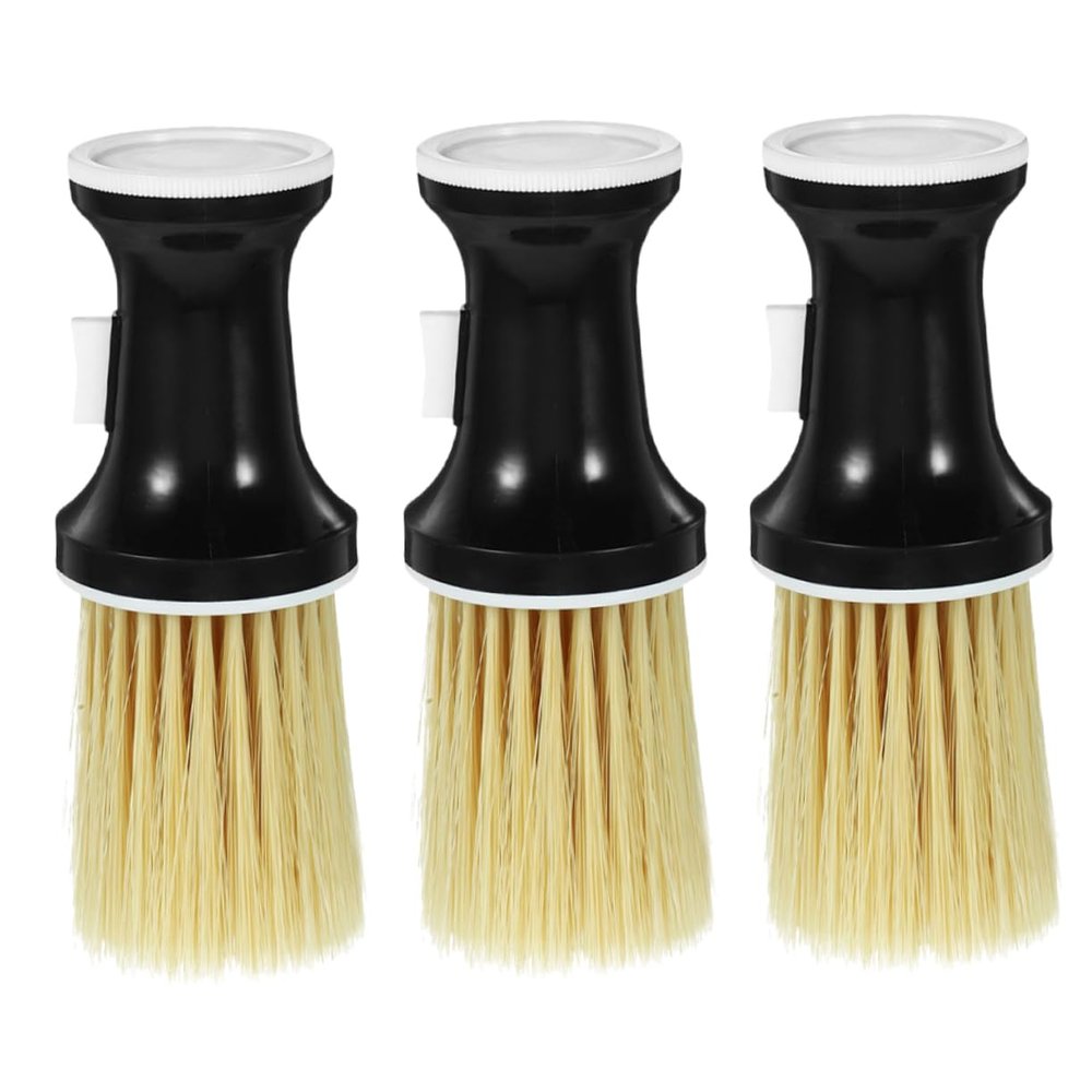 3-Piece Brown Barber Neck Duster Brush Set, ABS and Nylon
