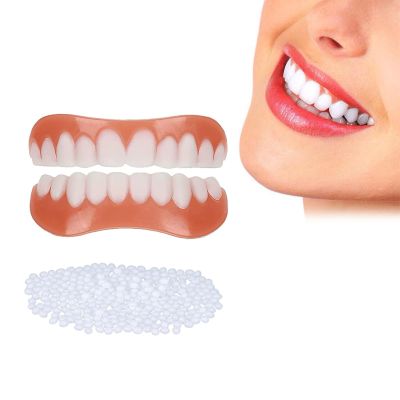 Care Spring 2-Piece Clip-On Cosmetic Veneers for Men and Women, Upper and Lower, One Size Fits Most