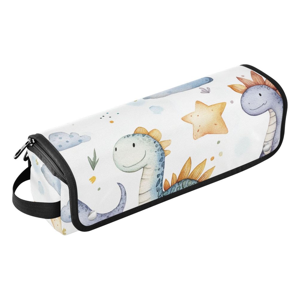 Foiosoh Hair Tool Travel Bag for Women with Heat-Resistant Mat, Portable Travel Case for Flat Irons, Curling Irons and Hair Dryers, Cute Dinosaur-Cloud, White