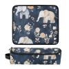 Foiosoh Hair Tool Travel Bag with Heat-Resistant Mat, Double-Layer, Cartoon Elephant, Navy Blue view 3