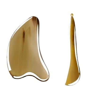 Facial Gua Sha Beauty Tool Set, Ox Horn Scraping Board and Massage Sticks, Eye and Jawline Care, Face Spa (5 mm Set)