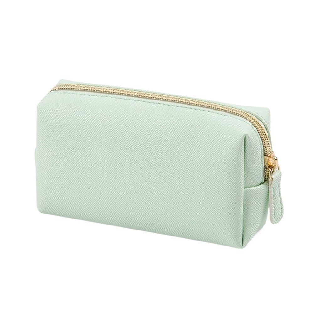 Women's Cosmetic Bag, Waterproof PU Leather, Solid Color, Makeup Organizer, Travel Storage Pouch, Wallet, Green, M