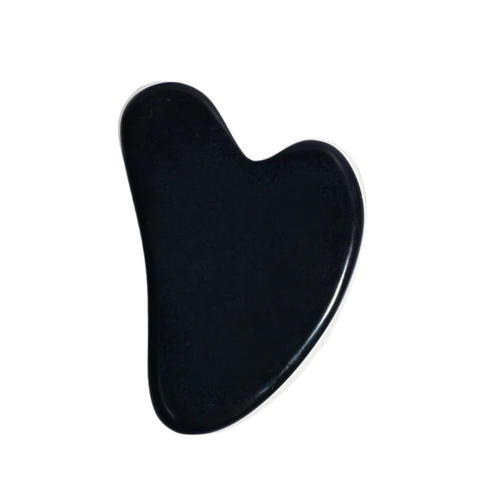 Heart-Shaped Jade Gua Sha Facial Massage Tool, Black