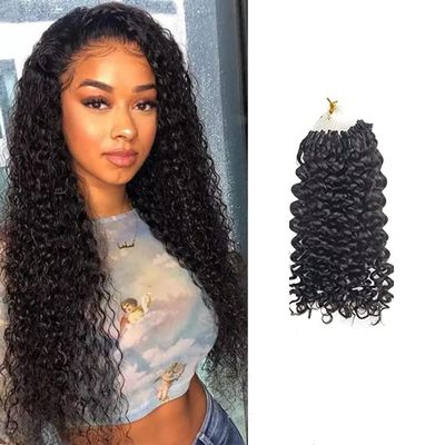 Kinky Straight Micro Loop Human Hair Extensions, Natural Black, 100 Strands, 24 in
