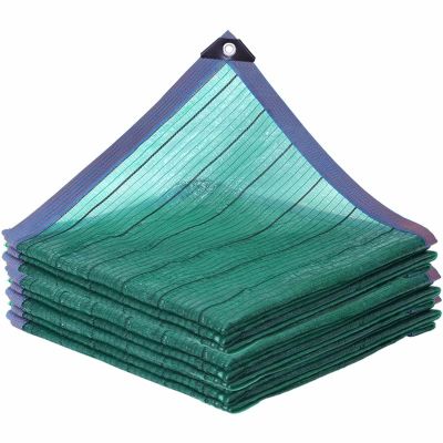 Green Shade Net with Flat Pins and Eyelets, HDPE UV-Resistant Shade Cloth, 2 x 7 m (6.58 x 22.9 ft)