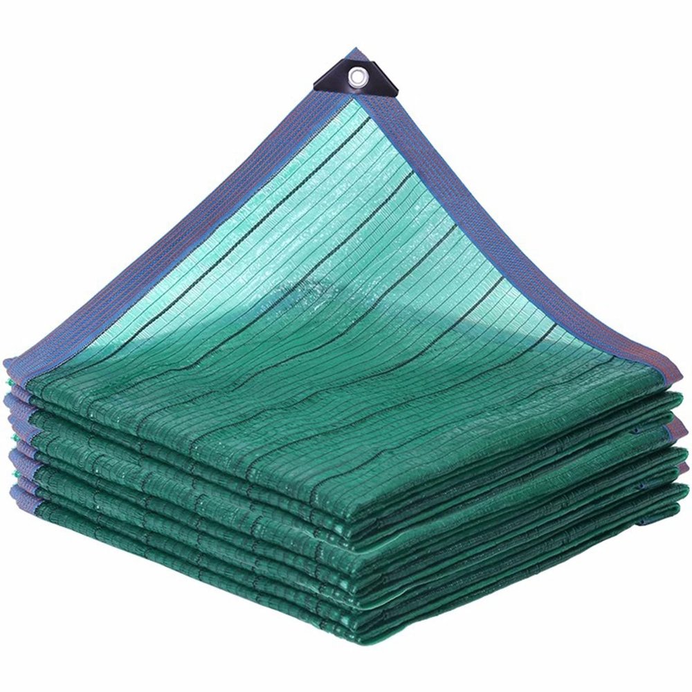 Green Shade Net with Flat Pins and Eyelets, HDPE UV-Resistant Shade Cloth, 2 x 7 m (6.58 x 22.9 ft)