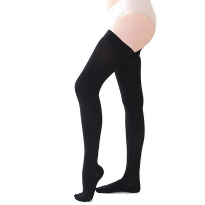 Dott. Piazza Class 1 Medical Thigh-High Compression Stockings (18–22 mmHg), Closed Toe, Microfiber, Black, X-Large Regular