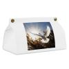 White Dove Flying in the Sun Tissue Box Cover, White PU Leather view 1