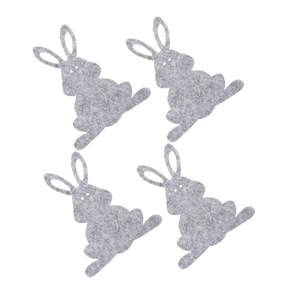 Gatuida 4-Pack Felt Bunny-Shaped Cutlery Bags, Lightweight Portable Holders with Easter Design for Picnics and Family Gatherings