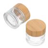 Refillable Glass Containers with Wooden Lids, 2-Piece Set for Cream view 1