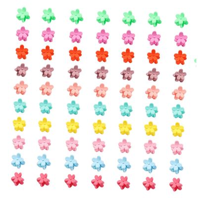 PACKOVE 100 Small Flower Hair Clips, Plastic, Random Colors