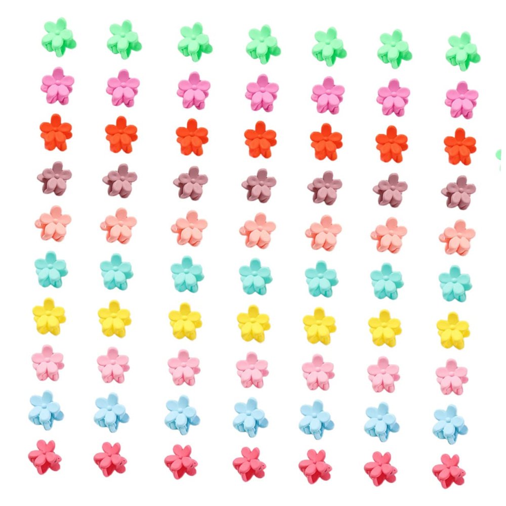 PACKOVE 100 Small Flower Hair Clips, Plastic, Random Colors