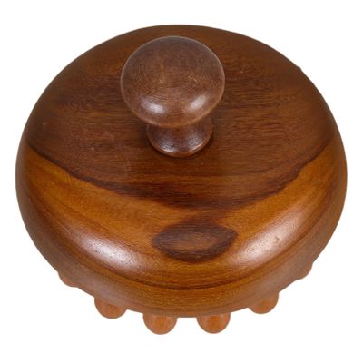 Brown Wooden Scalp Massage Comb with Large Rounded Teeth