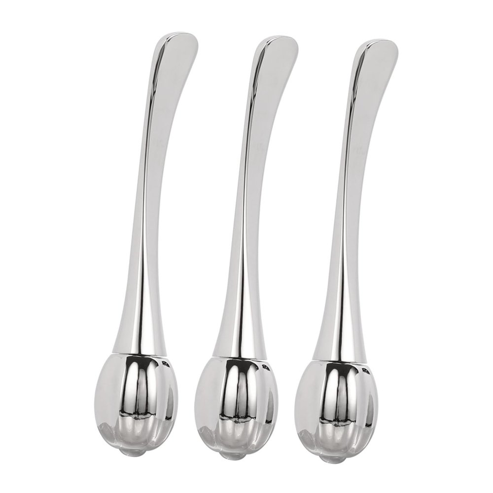 FRCOLOR 3-Piece Stainless Steel Double-Ended Eye Cream Massage Sticks, Random Color