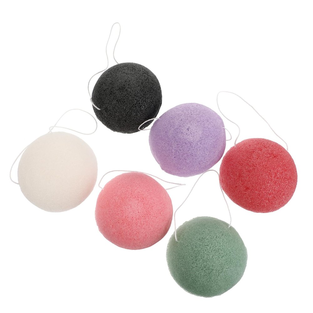 FOMIYES Natural Konjac Facial Sponges, Skin-Friendly, Reusable, 6-Pack