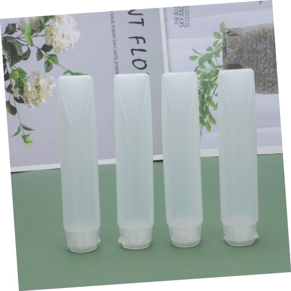 minkissy Portable White Refillable Cosmetic Bottles, 4-Pack, 50 mL PE Lotion Bottles for Travel and Storing Hand Cream and Shampoo