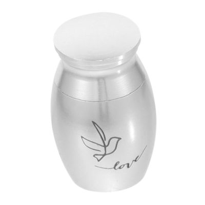 Small Stainless Steel Bird Urn for Ashes, Silver Memorial Urn