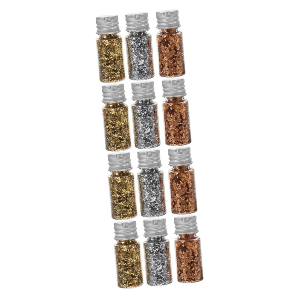 jojofuny 4 Sets Nail Decoration Flakes, Gold Foil for Manicure Nail Art, Shiny Decor for Creative Nail Designs