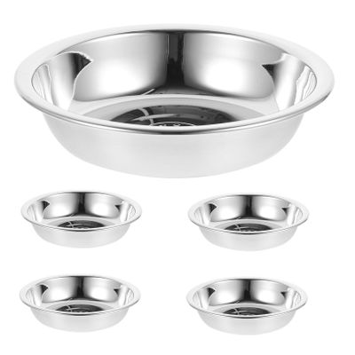 Pack of Round Stainless Steel Food Bowls for Cats, Silver