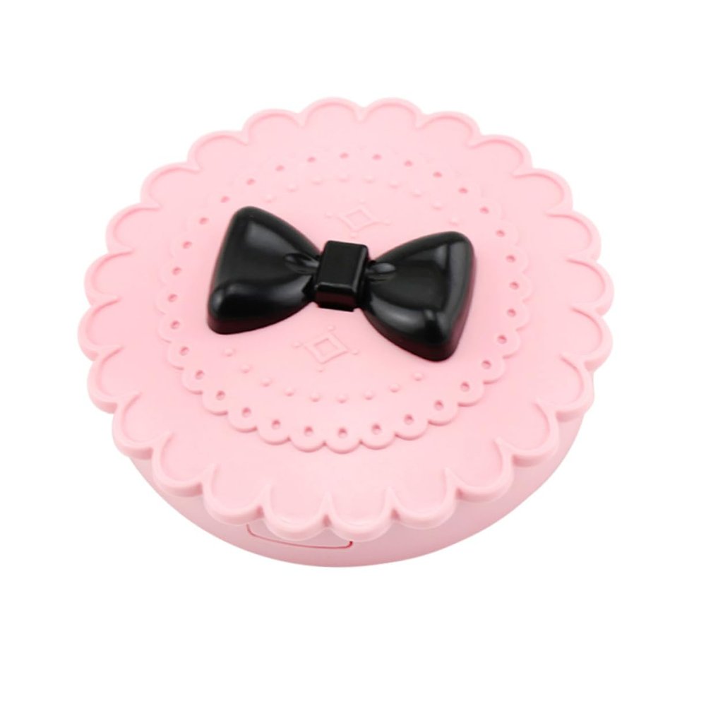 OFFIGAM Pink Plastic Eyelash Organizer with Portable Mirror and Bow Design