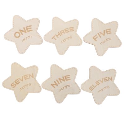 UTHCLO 6-Piece Double-Sided Wooden Star Monthly Milestone Cards