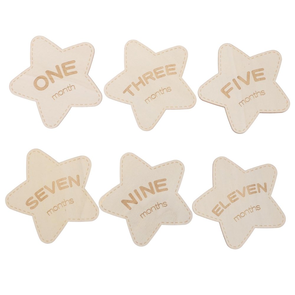 UTHCLO 6-Piece Double-Sided Wooden Star Monthly Milestone Cards