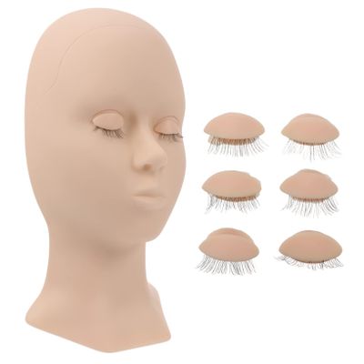 minkissy Eyelash Extension Practice Head with Realistic Skin Simulation and Removable Eyelids